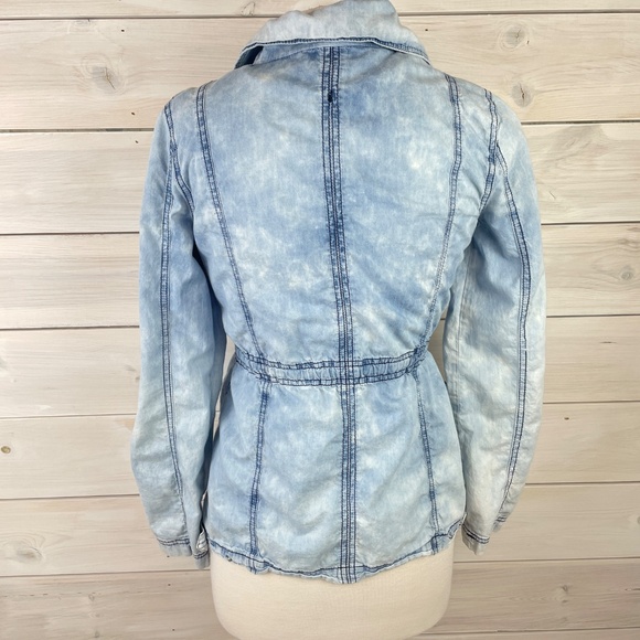Charlotte Russe Blue White Bleached Denim Jacket - Picture 3 of 10